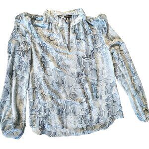 Blue Snakeskin Camisole and Long Sleeve Shirt Set